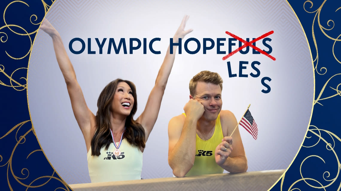 Olympic Hopeless: KING 5's Jake Whittenberg and Mimi Jung try Gymnastics
