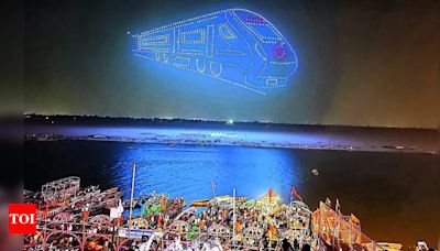 BJP’s drone campaign at Kashi ghat enthrals pilgrims | Varanasi News - Times of India