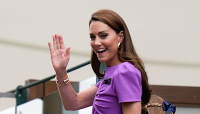 Kate Middleton waves to crowds at Wimbledon men’s final as absent William to cheer on England at Euros – live