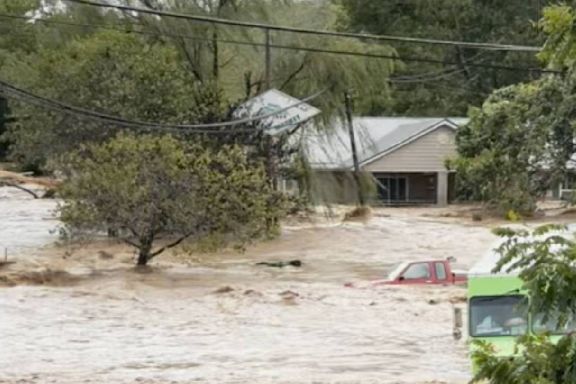 House swept away by Tropical Storm Helene flood waters