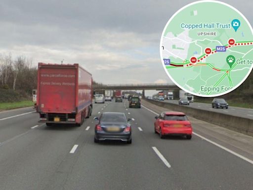Crash on M25 leads to road closure and emergency services presence