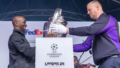 ...UEFA Champions League anthem as FedEx deliver the trophy to London ahead of huge Borussia Dortmund vs Real Madrid final at Wembley | Goal.com Malaysia...