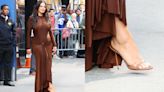 Ashley Graham Slips Into Reptile-Print Heels and Chocolate Brown Wrap Dress for ‘Good Morning America’ Appearance