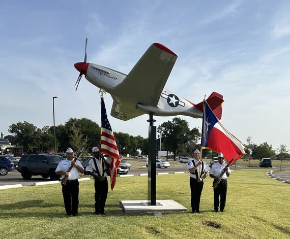 Commissioner Buckingham, VLB Unveil P-51C Mustang Replica Aircraft at the New Tuskegee Airmen Texas State Veterans Home