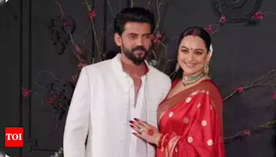 Watch: Zaheer Iqbal goes down on one knee, proposes Sonakshi Sinha at their wedding reception | Hindi Movie News - Times of India