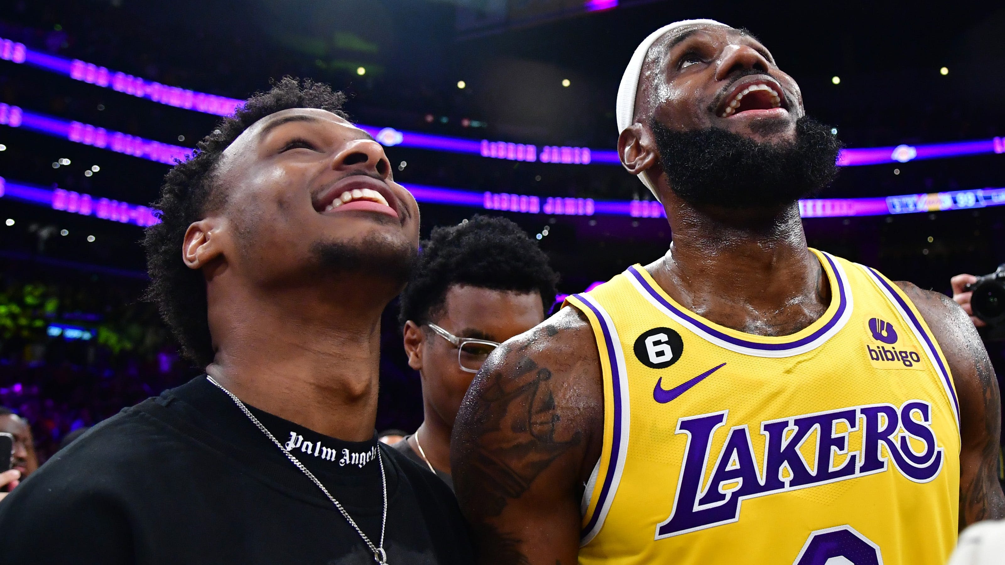 Watch: Bronny James learns of Lakers taking him in NBA draft, teaming up with dad LeBron James