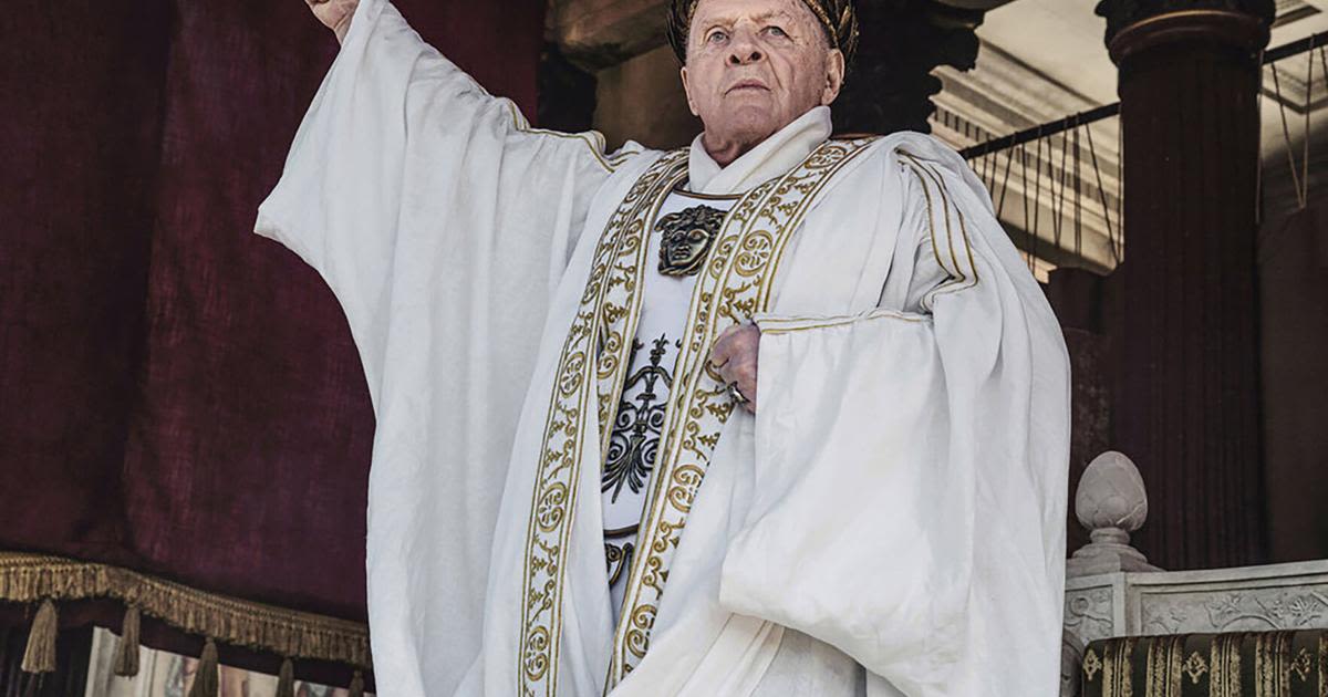 Anthony Hopkins stars as Vespasian in Peacock’s “Those About to Die.”