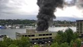 Heavy plume of smoke visible in Seattle after boat fire at Lake Union marina