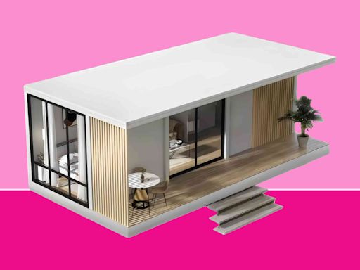 This Modern Tiny Home with Electric Curtains, a Digital Shower, and a Front Patio is Available Now at Amazon