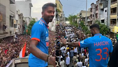 Hardik Pandya Given Grand Welcome In Vadodara Post T20 World Cup Win, Takes Part In Massive Roadshow - WATCH