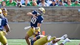 How is 'trouper' Sam Hartman after taking a hit for Notre Dame football?