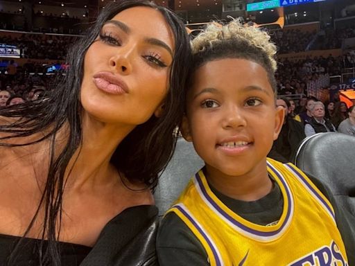 Proud basketball mom Kim Kardashian shows off hooper son Saint West's skills on the court