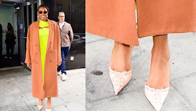 Jennifer Hudson Wears Mach & Mach Corset Style Shoes Leaving Fox Studios in New York City