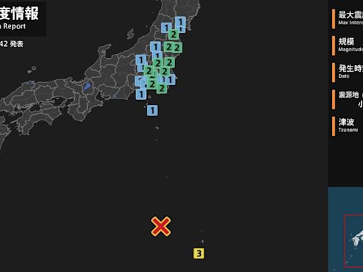 日本外海發生規模6.9地震最大震度3 同區曾有規模8.1強震