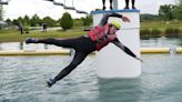 Ed Davey falls into water during agility course in latest campaign stunt