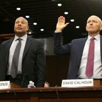 ...and Boeing Chief Engineer Howard McKenzie are sworn in during a Senate Homeland Security and Governmental Affairs Committee Investigations ...