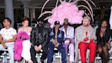 Lil Nas X Wears Vegas Showgirl-Style Feather Headpiece Front Row at Christian Cowan's NYFW Show