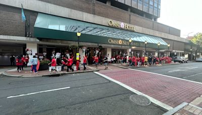 Hotel workers at The Omni New Haven Hotel strike for a second day