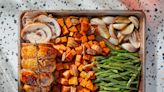 Sheet Pan Turkey Breast Roulade With Sweet Potatoes, Green Beans and Shallots