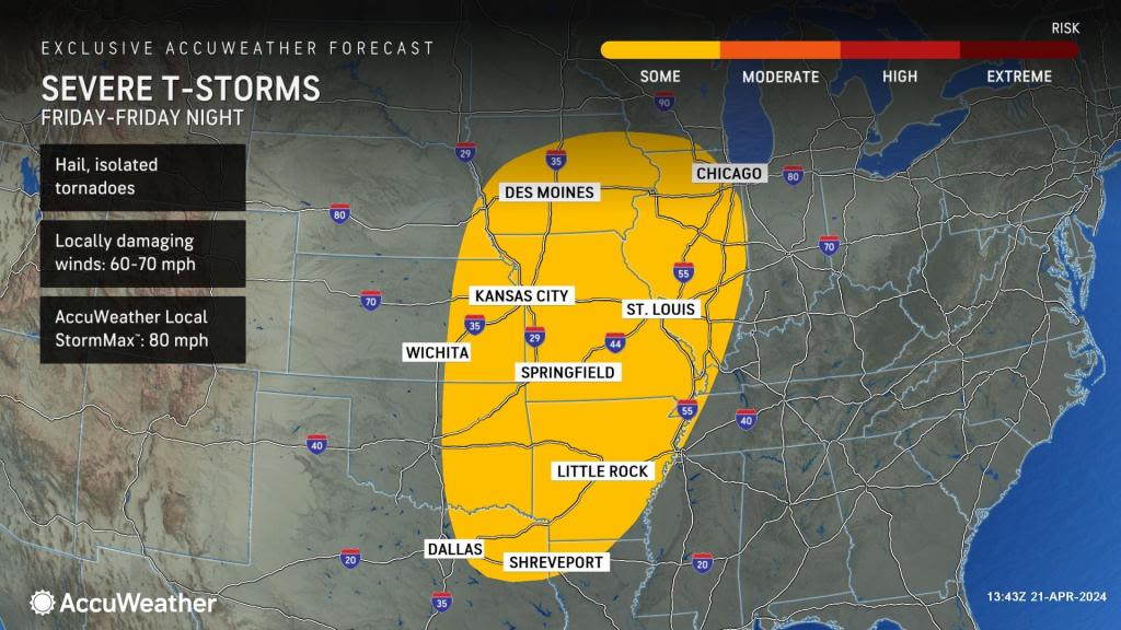 Multi-day severe thunderstorm, tornado risk to unfold in nation's midsection beginning later this week