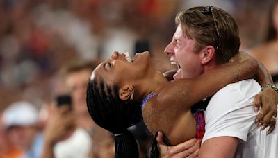 Tara Davis-Woodhall and Hunter Woodhall share what's next after winning golds in Paris — including 2028 plans