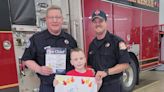 Austin Fire Department meets a Junior Fire State poster winner who is legally blind