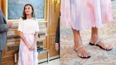 Queen Letizia Keeps it Casual Chic in Bejeweled Flats and Tie-Dye Skirt to Welcome Motion Picture Association Chairman Charles Rivkin