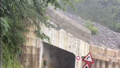 梨山明隧道坍方畫面曝！雨炸台中持續造成停電 近千戶待搶修