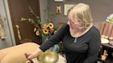 Singing bowls used by vibrational sound therapist to reverberate stress away