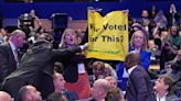 Greenpeace protesters disrupt Liz Truss speech at Tory Party conference