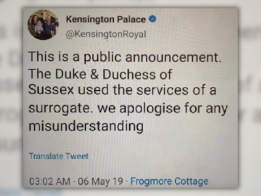 Fact Check: Supposed 'Kensington Palace' Tweet Claimed Harry and Meghan Used Surrogate for Pregnancy. Here's the Backstory