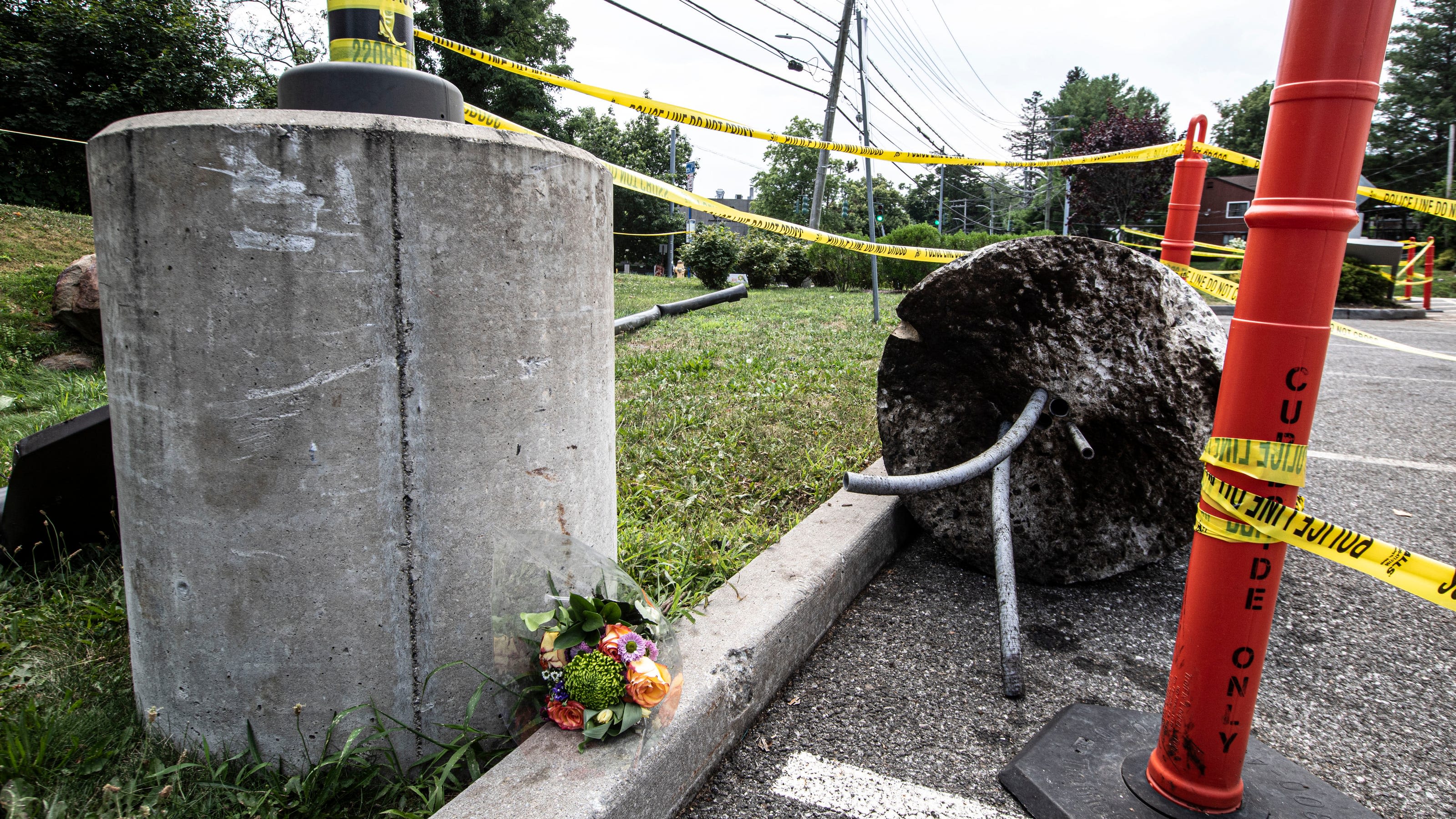 The scene of a fatal crash at the Golden Horseshoe Shopping Center in New Rochelle