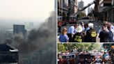 New York City crane collapse – live: Six injured after crane catches fire and collapses on Manhattan high-rise