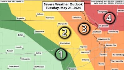 Large hail, high winds among severe weather threats expected Tuesday for northeast Kansas