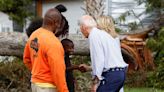 Biden surveys storm damage in Florida, without DeSantis