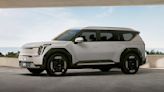 Kia's EV9 electric SUV features three rows of seats and a striking design