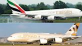 Rival airlines Emirates and Etihad are both flying their luxe Airbus A380s to the US. See how the superjumbos compare.