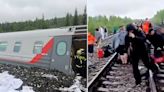 Horror train crash with girl, 14, fighting for life after derailing into river