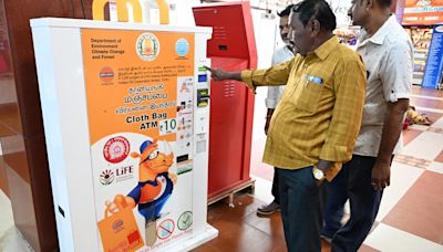 Cloth bag vending machine at Collectorate complex remains switched off