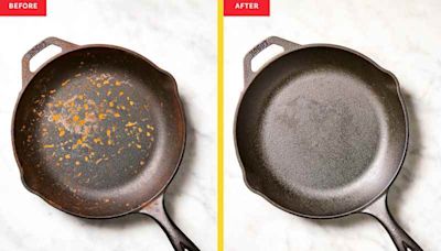 I Just Discovered an Ingenious $1 Trick for Cleaning My Rusty Cast-Iron Skillet