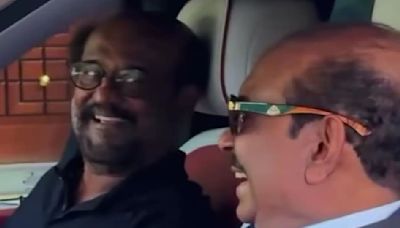 WATCH: Rajinikanth looks happy as he rides in expensive Rolls Royce with his friend in UAE