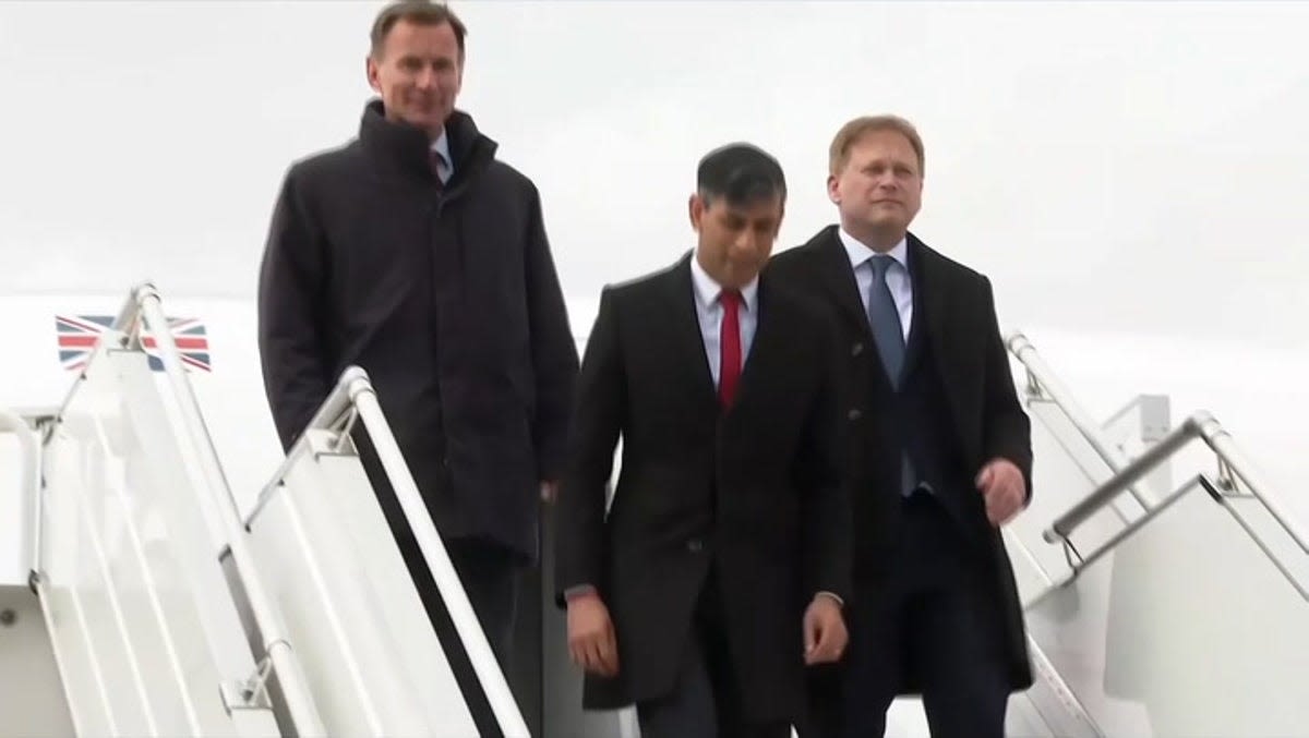 Watch: Sunak, Hunt, and Shapps arrive in Warsaw hours after Rwanda bill passes