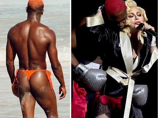 Bailarino de Madonna rouba a cena com biquíni minúsculo em praia do Rio