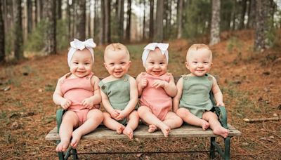 Rare quadruplets are 1 in 70 million: Watch the babies giggle together