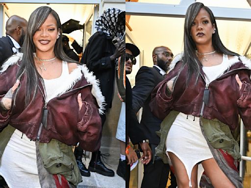 Rihanna Gets Edgy in White Tank Minidress and Cropped Jacket for A$AP Rocky’s Debut Paris Fashion Week Show