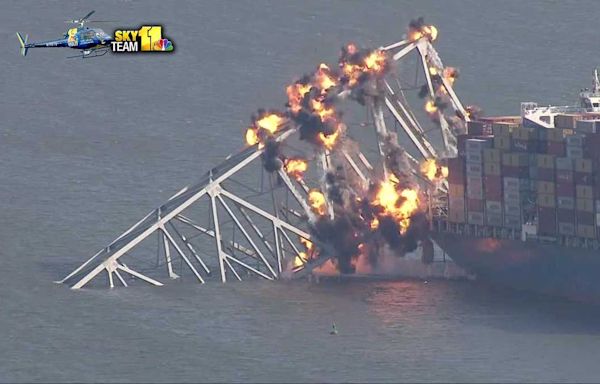 Explosives break apart Key Bridge truss in precision cuts