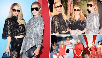 Exclusive | Paris, Nicky and Kathy Hilton rescue fan at the Alice + Olivia fashion show