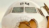 Austrian plane suffers severe damage to nose and windshield flying through hailstorm