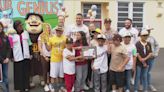 Padres All-Star Manny Machado congratulates students at Paradise Hills Elementary for top attendance