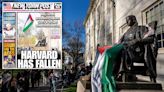 Harvard anti-Israel protesters fly Palestinian flag in spot reserved for Stars & Stripes as demonstrations ramp up across country